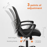 Sweetcrispy Ergonomic Mid-Back Mesh Home Office Desk Chair with Wheels, Lumbar Support, and Comfortable Armrests for Home, Bedroom, Study, Office Sweetcrispy
