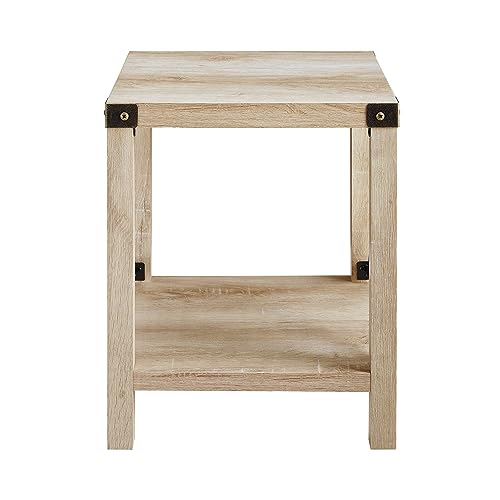 Walker Edison Sedalia Modern Farmhouse Metal X Side Table, 18 Inch, White Oak Walker Edison