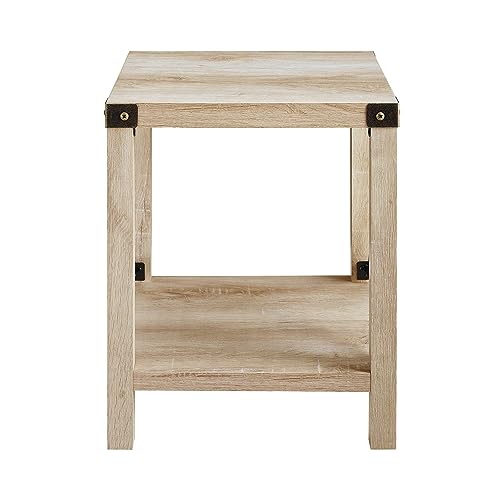 Walker Edison Sedalia Modern Farmhouse Metal X Side Table, 18 Inch, White Oak - WoodArtSupply