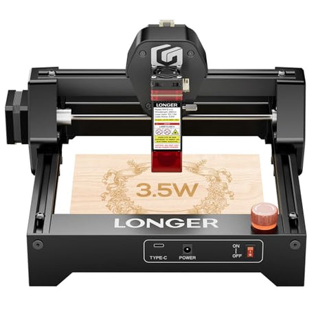 Longer Ray5 3.5W Mini Laser Engraver, DIY CNC,High-Speed Laser Cutter up to 12000 mm/min, Engraving and Cutting Machine for Wood, Metal, Acrylic, Leather, 130×130 mm Working Area, Connection Longer