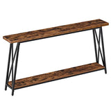 MAHANCRIS Console Table, 63" Industrial Entryway Table, Extra Long Sofa Table Behind Couch, X-Shaped Support, for Entryway, Hallway, Living Room, Rustic Brown CTHR4801Z MAHANCRIS