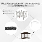 Outsunny 12' x 12' Pop Up Canopy Tent with Netting and Carry Bag, Instant Sun Shelter with 137 sq.ft Shade, Tents for Parties, Height Adjustable, for Outdoor, Garden, Patio, Dark Brown Outsunny
