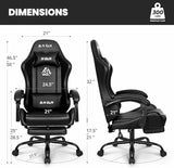 N-GEN GAMING Video Gaming Chair with Footrest Lumbar Support for Home Office High Back Recliner Height Adjustable Ergonomic Comfy Leather Computer Desk Chair (Carbon Black)