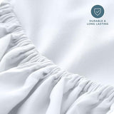 Bare Home Fitted Bottom Sheet Queen Size - Premium 1800 Microfiber - Ultra-Soft Hotel Luxury - Deep Pocket - Durable and Long Lasting - Fitted Sheet (Queen, White) Bare Home