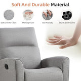 CANMOV Recliner Rocker Swivel Chair, Manual Chenille Glider Rocking Chair, Swivel Glider Recliners with Soft Backrest, 360° Swivel Nursery Reclining Sofa for Living Room Bedroom, Light Grey
