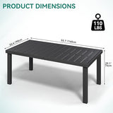 YITAHOME Aluminum Patio Dining Table for 6, 55" Outdoor Dining Table, E-coated Rectangular Patio Table for Backyard Garden Lawn, Black YITAHOME
