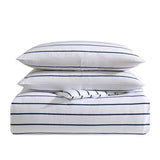 Nautica - Full/Queen Duvet Cover Set, Super Soft Cotton Bedding with Matching Sham(s), Casual Bedding Set, Oeko-Tex Certified (Brenton Stripe Navy, Full/Queen) Nautica