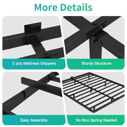 FviMzailon Full Size Floating Bed Frame - Metal Platform Bed with Smart LED Lights & Charging Station, No Box Spring Needed FviMzailon