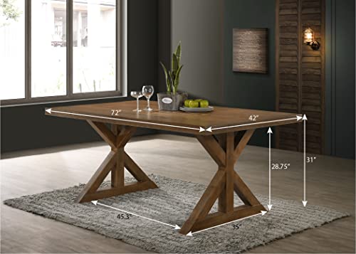 Roundhill Furniture Enna Morden Farmhouse Wood Trestle Dining Table, Brushed Driftwood - WoodArtSupply