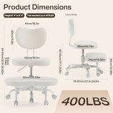 Fizzin Cross Legged Office Chair, Criss Cross Chair with Wheels Height Adjustable Seat for ADHD 360° Swivel Meditation Chair Chic Home Office Furniture (White-New) Fizzin