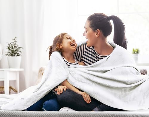 Utopia Bedding White 100% Cotton Blanket [Full Size - 90x84 Inch] 350GSM Lightweight, Soft and Breathable Thermal Blanket for All Seasons Utopia Bedding