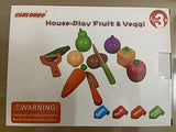 CARLORBO Wooden Toys Food for Kids Kitchen - Play Food Cutting Fruits and Vegetables Set for Pretend Role Play CARLORBO