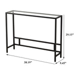 MAJARO Small Modern Console Table for Entryway, Tempered Glass with Metal Frame Sofa Table for Living Room, Hallway, Office (Single-Layer, Black) MAJARO