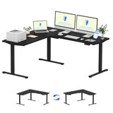 FLEXISPOT L Shaped Standing Desk, 71 x 63 Inch Electric Height Adjustable Corner Desk, Sit Stand Computer Workstation, Preset Controller, Home Office, Black Frame with Black Top FLEXISPOT