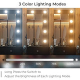 Yanosaku Vanity Desk & Power Outl, Makeup Vanity with Mirror and 12 LED Lights, Makeup Table with 11 Drawers, Vanity Table with Chair，Vanity Set 3 Lighting Modes Brightness Adjustable(Black) Yanosaku