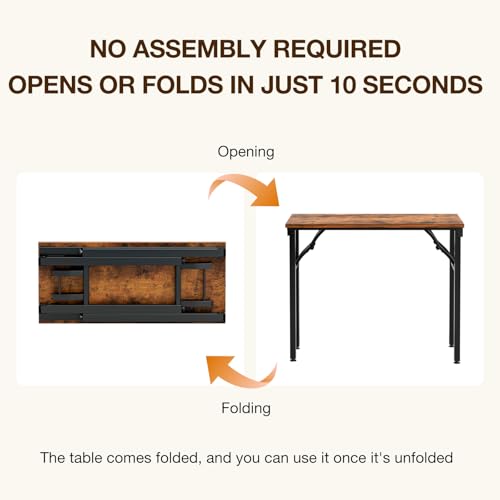 TEMI Small Computer Desk Folding Table - 35.8" Foldable Office Desk, No Assembly, Perfect for Small Spaces in Bedroom, Dorm, or Apartment, Portable Mini Desk or Study Table with Compact Design, Brown TEMI