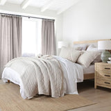 HORIMOTE HOME 100% Linen Front/100% Cotton Back Quilt Set King Size, Beige Pre-Washed European Flax Linen Quilt, Diamond Stitch Bedspread Coverlet Bedding Set 3-Piece for All Seasons HORIMOTE HOME