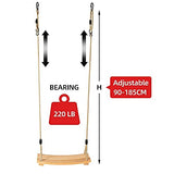 Wooden Tree Swings Tree Swing for Adults Children Kid's Wood Swing Seat with Adjustable Rope 220lbs Load Wooden Swing Set for Indoor Outdoor YAERSI