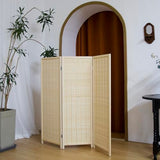 Pawlabay 3 Panel Short Panel Divider Screen,3.95 FT Tall Bamboo Room Divider Folding Privacy Screen,Short Panel Divider Freestanding Room Divider for Room Seperation,Beige PawlaBay