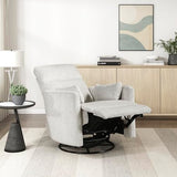 Lexicon Upholstered Swivel Recliner Chair - 360 Swivel Accent Chair Nursery Glider, Manual Recliner with Pull Handle, Microfiber, 2 Pillows, Easy Pull-Handle for Living Room/Bedroom/Apartment, Beige