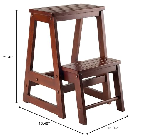 Winsome Beech Wood Double Step Stool, Antique Walnut (94022) Winsome