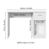 Madesa Compact Computer Desk Study Table for Small Spaces Home Office 43 Inch Student Laptop PC Writing Desks with Storage and Drawer, Modern Ergonomic Gaming Workstation - White Madesa