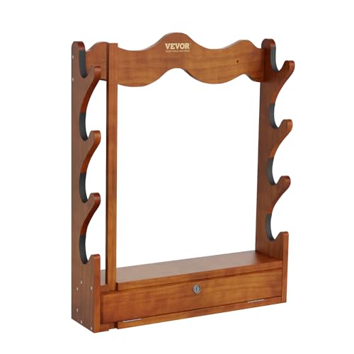VEVOE Gun Rack, Wood Gun Rack Wall Mount, Gun Display Rack Holds 4 Rifles, Shotguns, 132 lb Heavy Duty Wall Storage Display Rifle Rack with Soft Padding VEVOR