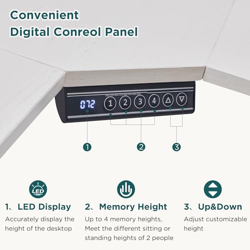 RedLemon 60 Inches L Shaped Electric Standing Desk, Height Adjustable Corner Gaming Desk with Drawers, Keyboard Tray, Power Outlets & LED Lights, Computer Desk with Monitor Shelf, Dark Walnut RedLemon