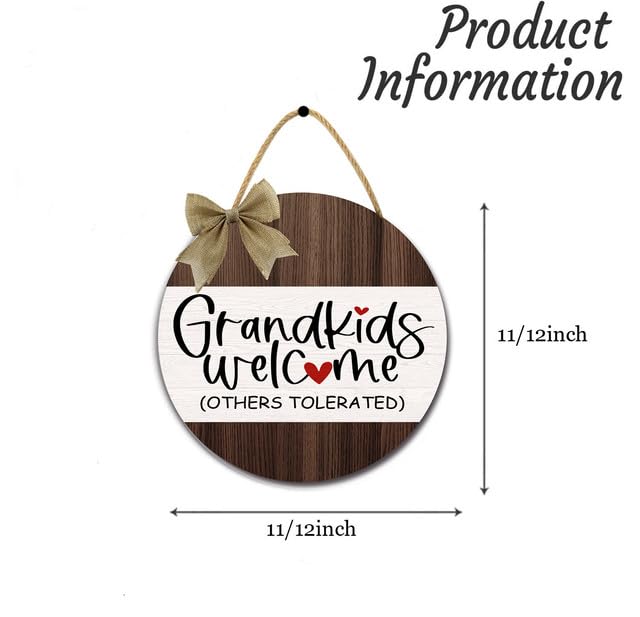 DLONVOH 12IN Grandchildren Are Always Close To The Love Sign For Front Door Porch Rustic Farmhouse Wooden Funny Welcome Sign For Home Wall Decor Gifts For Grandparents Grandma Grandpa Dlonvoh