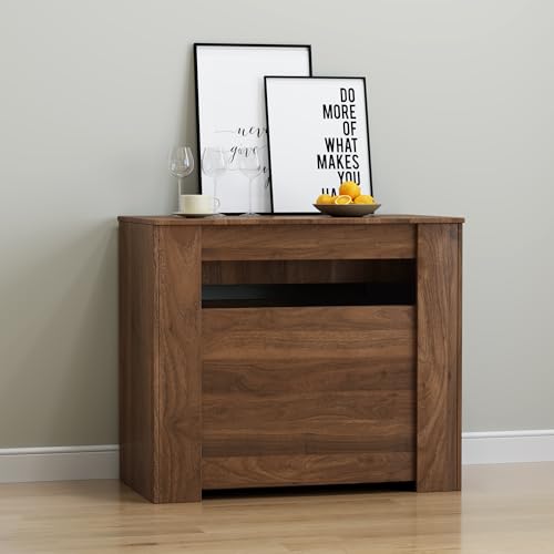 Banzeem Extendable Dining Table, Transformer Extra Console Table for 1-12 People, Folding Space Saving Dining Room Table for Homes, Apartments, Walnut Banzeem