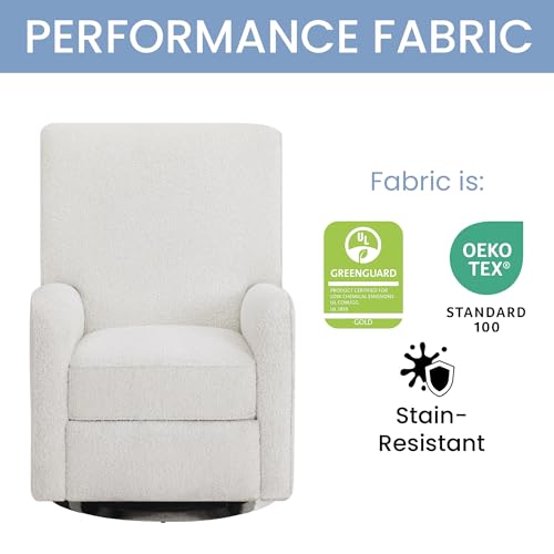 Delta Children Nest Nursery Swivel Recliner - Fabric is GREENGUARD Gold Certified and Oeko-TEX Standard 100 - Upholstered in a Unique Chenille Yarn for Blanket Like Softness, Oyster