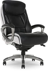 Serta® Lautner Executive Home Office Desk Chair, Ergonomic High-Back with Adjustable Lumbar and Body Pillows, SmartLayers™ and ComfortCoils® Technology, Mesh and Bonded Leather, Black and White Serta