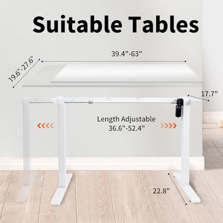 NICECOZY Electric Adjustable Standing Desk Frame Workstation,Up to 47.2",Ergonomic Standing Up Desk Base with Memory Controller,White Frame Only NICECOZY