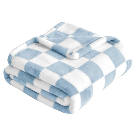 Yurhap Checkered Baby Blanket Fleece Baby Blankets for Boys, Ultra Soft Cozy Fluffy Infant Toddler Newborn Receiving Blankets for Crib Stroller, 30''x40'', Blue Yurhap