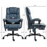 Vinsetto High Back Massage Office Chair with 6 Vibration Points, PU Leather Reclining Computer Chair, Ergonomic Desk Chair with Footrest Adjustable Height and Remote, Blue Vinsetto
