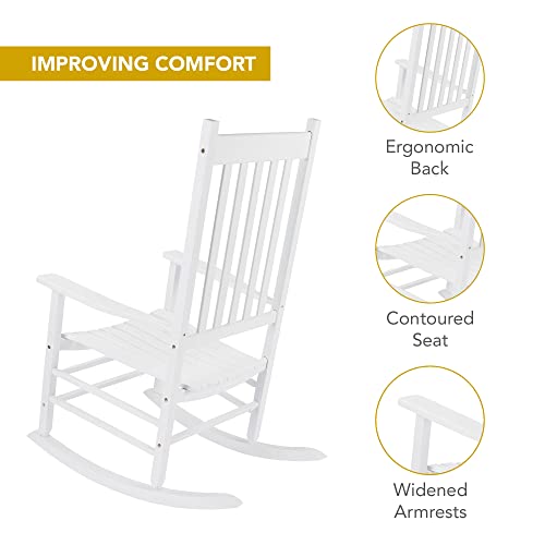 Shine Company Vermont Porch Rocker – White - WoodArtSupply