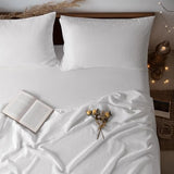 LBRO2M 100% Linen Sheet Set King Size, Bed Sheets 4 Piece Sets, Solid Color Natural Flax Bed Sheets Soft Breathable Bedding, 16" Deep Pocket, All Season (King, White) LBRO2M