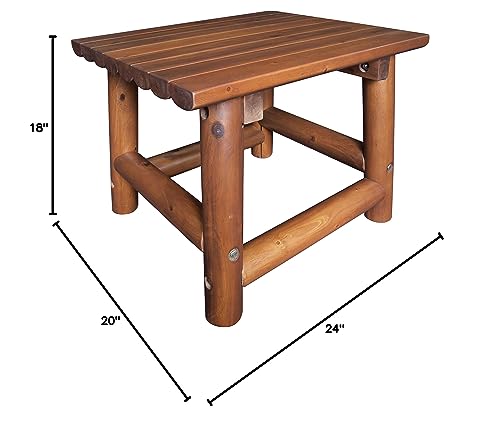 Leigh Country Amber Log Perch Handcrafted Hardwood Acacia Small Rectangular Accent Side End Table for Outdoor, Patio, and Garden, Brown Leigh Country