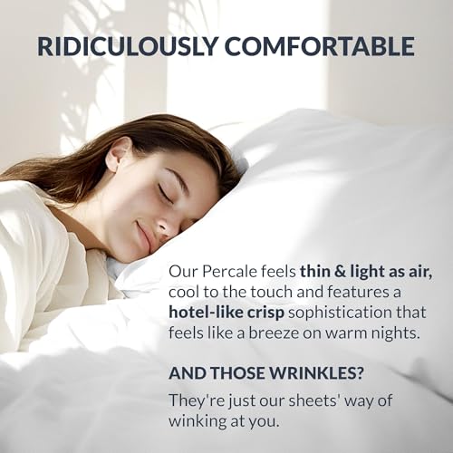 Sweave 100% Egyptian Cotton Percale Sheets Twin Size - Genuine Luxurious 400 Thread Count - Naturally Crisp, Breathable, Skin-Friendly & Cooling - Softer After Each Wash - Oeko-TEX Certified Giza Sweave