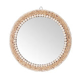 SWTHONY 15 Inch Boho Round Hanging Wall Mirror Decorative Rattan Circle Wall Mounted Mirror for Farmhouse, Living Room, Bedroom, Bathroom SWTHONY