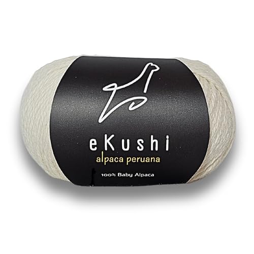 eKushi 100% Baby Alpaca Yarn for Knitting & Crocheting - Set of 3 Skeins of Premium Yarn DK - Lightweight, Hypoallergenic & Thermal Peru Made - Ideal for Delicate Projects (Natural White - N010) eKushi