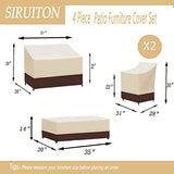 SIRUITON Patio Furniture Covers, Outdoor Furniture Cover Waterproof 4-Piece, Patio Furniture Set Covers, Heavy Duty Durable and Water Resistant Fabric, Fit for Chairs, Couch, Coffee Table, Khaki SIRUITON