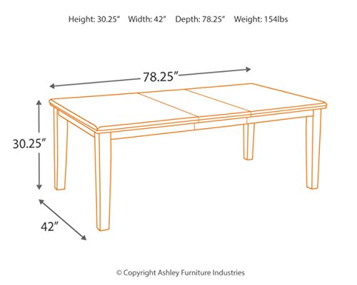 Signature Design by Ashley Haddigan Traditional Rectangular Dining Extension Table, Seats up to 8, Dark Brown - WoodArtSupply