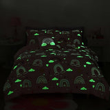 Kaleido Space Glow in The Dark Kids Comforter Set Full Size for Girls, Pink Rainbow Bedding Set 1 Comforter, 1 Decor Pillow, 2 Pillow Shams Kaleido Space