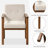 GOFLAME Accent Chair Set of 2, Mid-Century Modern Armchair with Solid Wood Legs, Soft Cushioned Seat, Upholstered Linen Fabric Leisure Chair for Living Room, Bedroom, Guest Room, Office, Beige GOFLAME