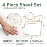 TEXAS LINEN CO. 100% Organic Cotton Percale Sheets King Size - 4 PC White Organic Sheets King Set, Soft, Crisp & Cooling, Fully Elasticized 16" Deep Pocket Hotel Bedsheet Set - GOTS Certified