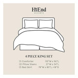 HiEnd Accents Hamilton 4 Piece Comforter Set, Black and White Tweed Bed Set, King Size, Rustic Cabin Lodge Luxury Bedding Set, 1 Comforter, 1 Bed Skirt, 2 Pillow Shams