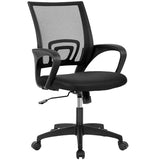 Home Office Chair Ergonomic Desk Chair Mid-Back Mesh Computer Chair Lumbar Support Comfortable Executive Adjustable Rolling Swivel Task Chair with Armrests(Black) FDW