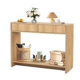 Entryway Table with Storage, Narrow Console Table with Drawers, 43.3' Couch Table Behind Sofa Long and Skinny for Living Room TV, Hallway Entrance Foyer, Mid Century Modern Boho Fluted Console Table affeivul