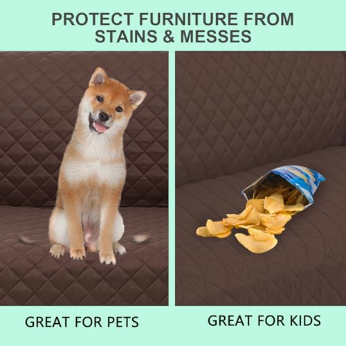 Luxshare Home Reversible Couch Cover for 3 Cushion Couch Sofa Cover Washable for Pet Friendly with Elastic Straps Water Repellent(Sofa, Chocolate/Beige) Luxshare Home